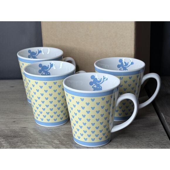 NEW Mickey Mouse Waiter Silhouette Coffee Cups Set Of 4 - Picture 1 of 7